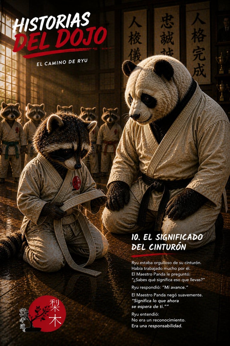 Panda and raccoon training together