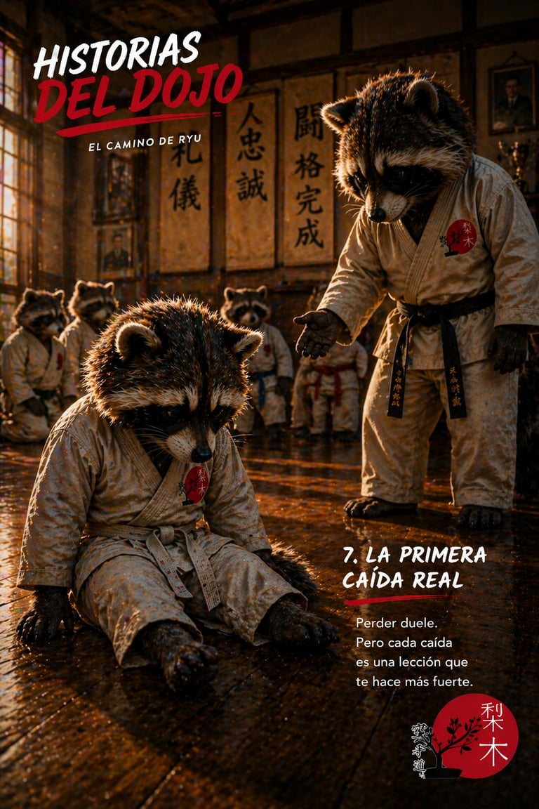 Raccoons practicing karate